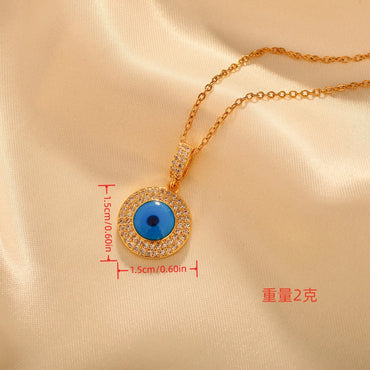 Stainless Steel Simple Style Devil's Eye Star Moon Plating Inlay Zircon Pendant Necklace