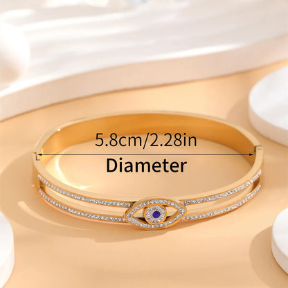 Simple Style Eye 304 Stainless Steel 18K Gold Plated Rhinestones Bangle In Bulk