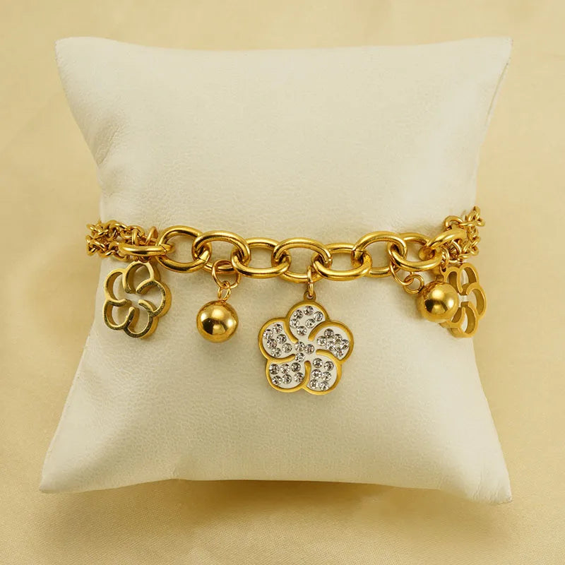 Stainless Steel Simple Style Flower Flowers Bracelets