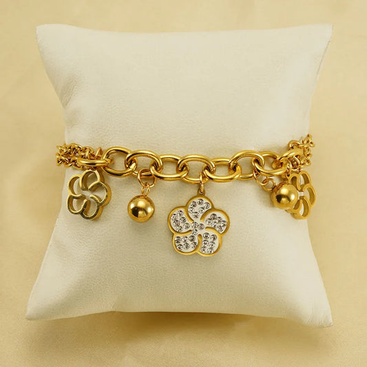 Stainless Steel Simple Style Flower Flowers Bracelets