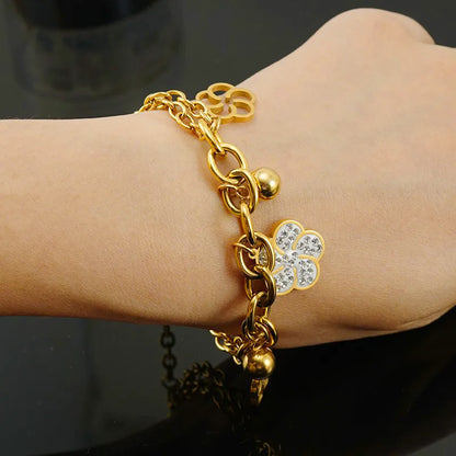 Stainless Steel Simple Style Flower Flowers Bracelets