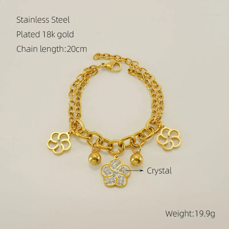 Stainless Steel Simple Style Flower Flowers Bracelets