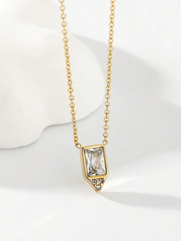 Stainless Steel Simple Style Geometric Plating Inlay Zircon Necklace