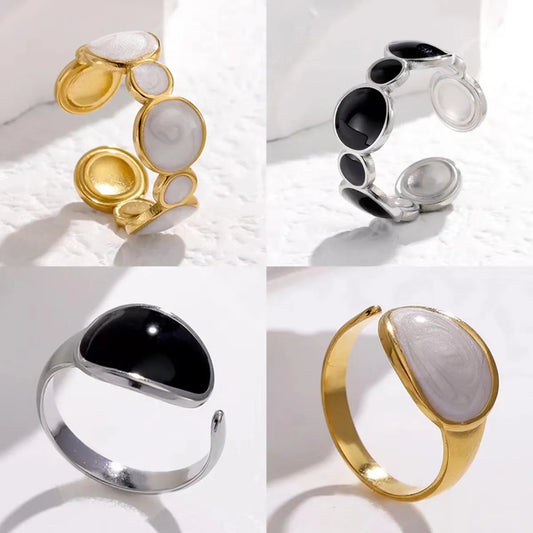 Stainless Steel Simple Style Geometric Round Water Droplets Plating Open Rings