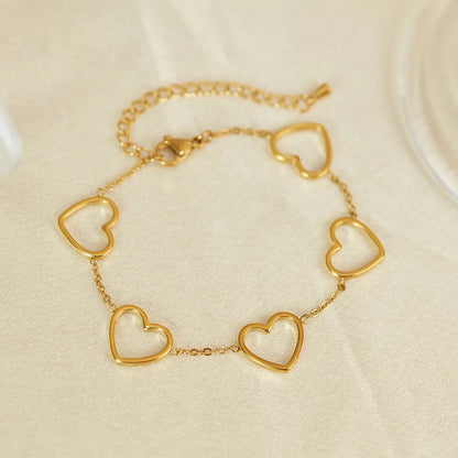 Stainless Steel Simple Style Heart Shape Plating Bracelets