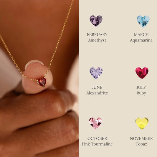 Stainless Steel Simple Style Heart Shape Plating Inlay Birthstone Necklace