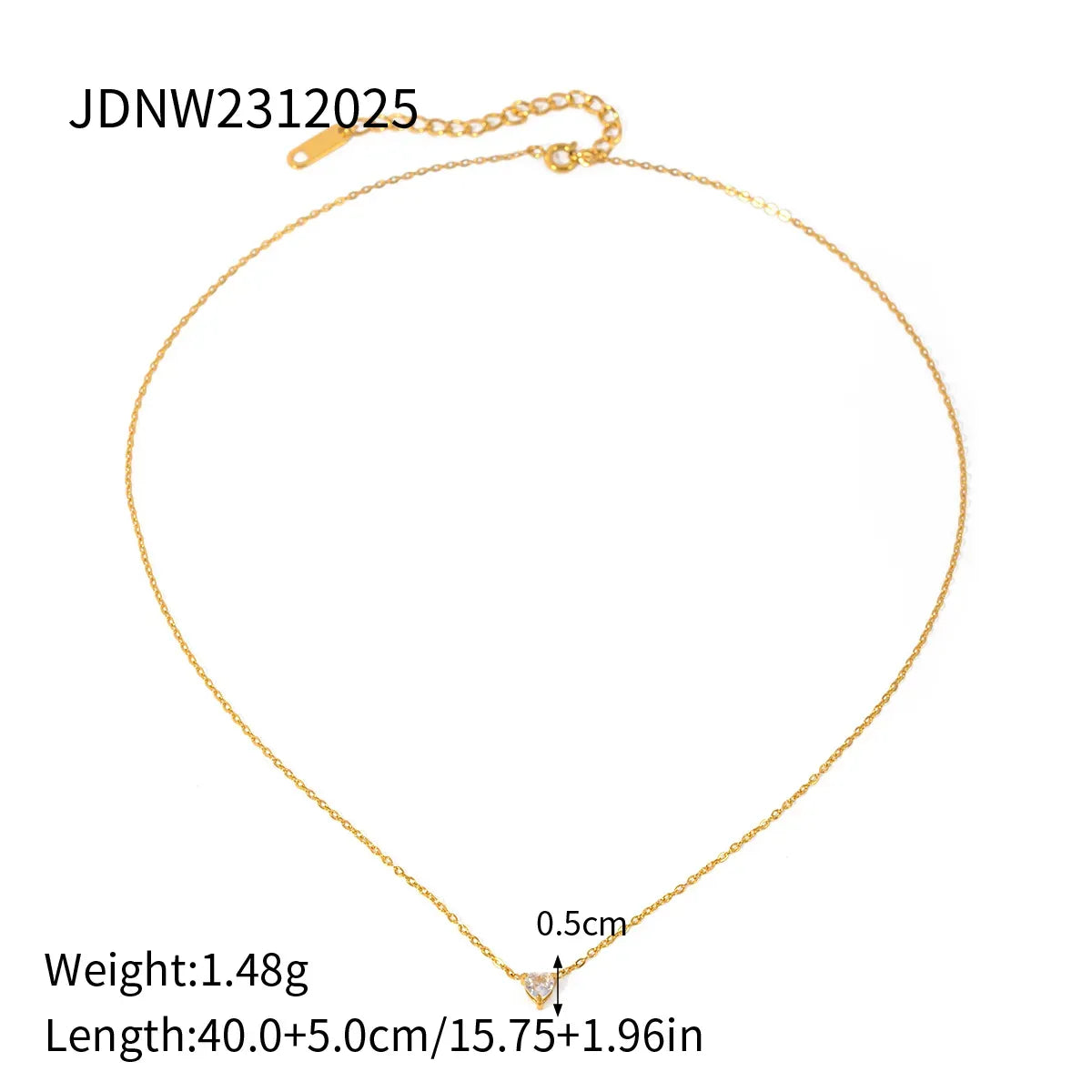 Wholesale Jewelry Simple Style Heart Shape 304 Stainless Steel Zircon Plating Inlay Necklace