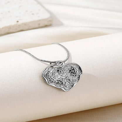 Wholesale Jewelry Simple Style Heart Shape Solid Color 304 Stainless Steel Charm Pendant Necklace