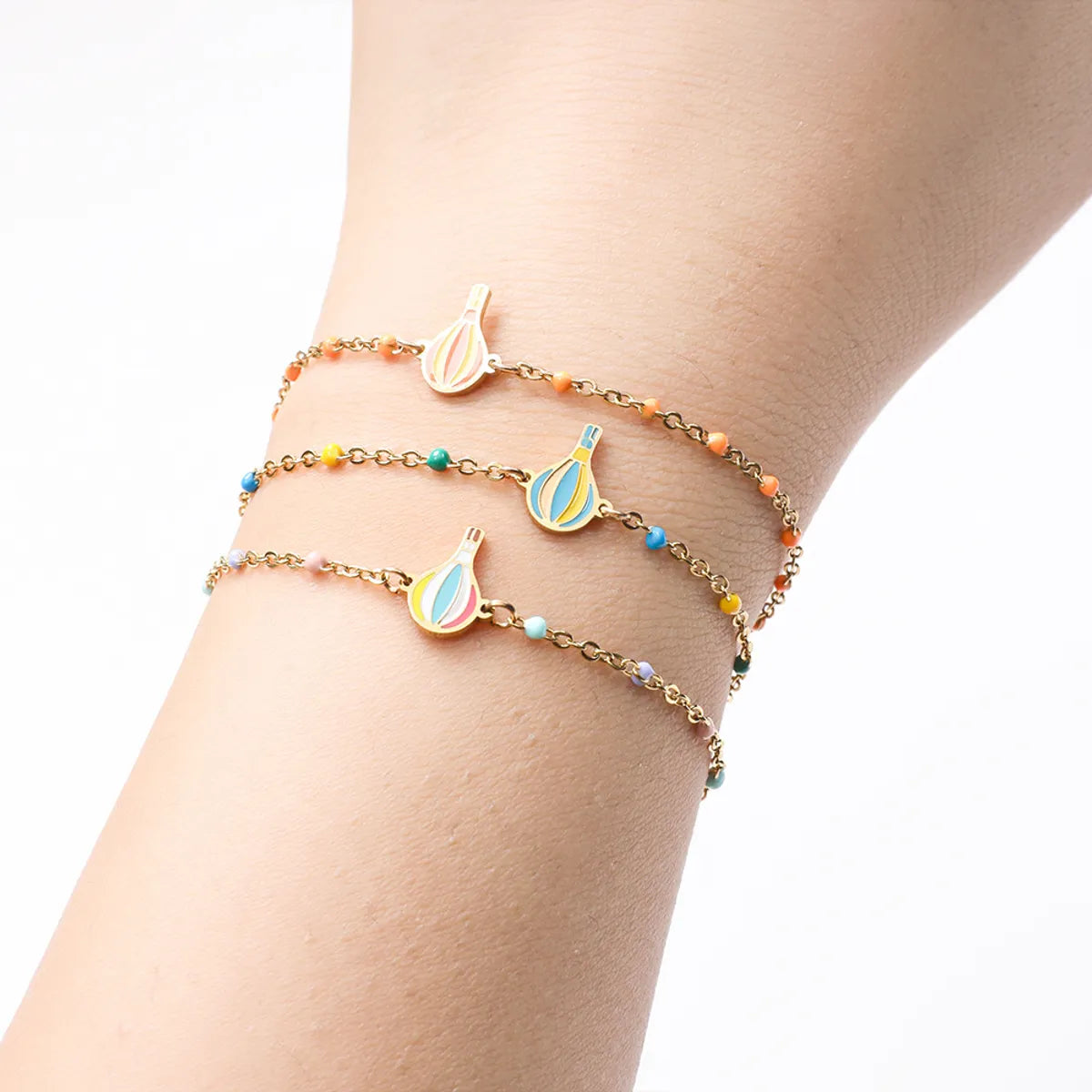 Stainless Steel Simple Style Hot Air Balloon Enamel Plating Bracelets