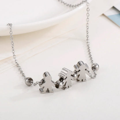 Stainless Steel Simple Style Human Pendant Necklace