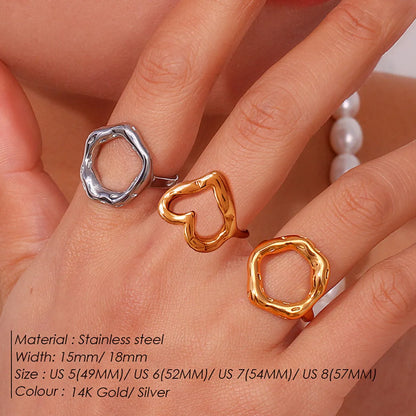 Stainless Steel Simple Style Irregular Solid Color Plating Rings