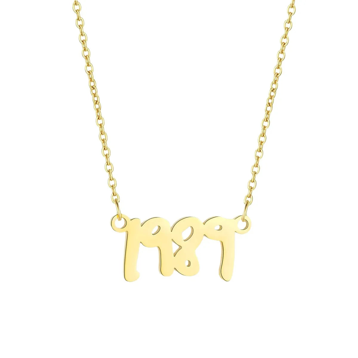 Stainless Steel Simple Style Letter Number Plating Necklace