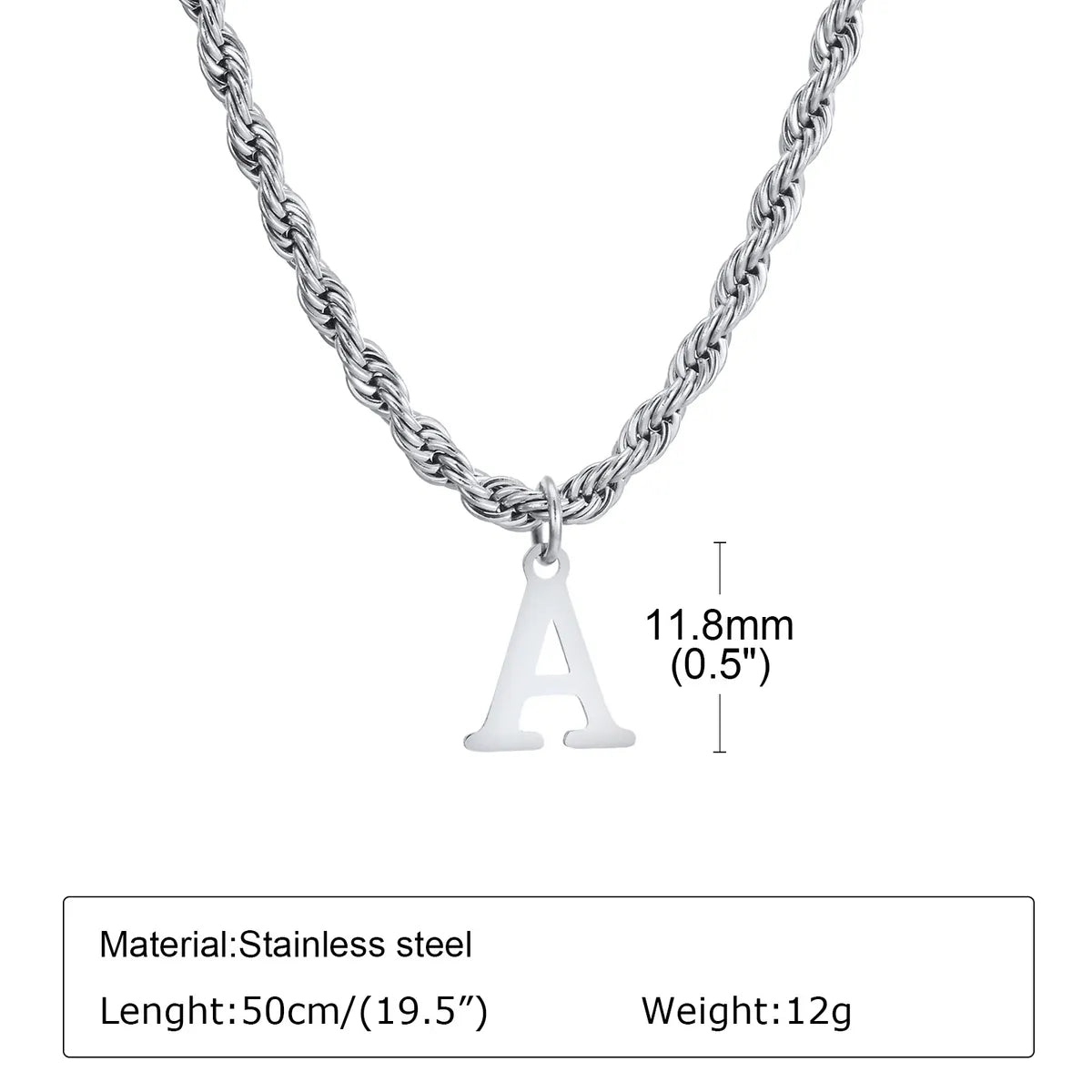 Stainless Steel Simple Style Letter Pendant Necklace