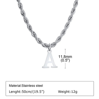 Stainless Steel Simple Style Letter Pendant Necklace