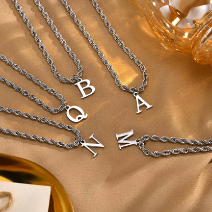 Stainless Steel Simple Style Letter Pendant Necklace