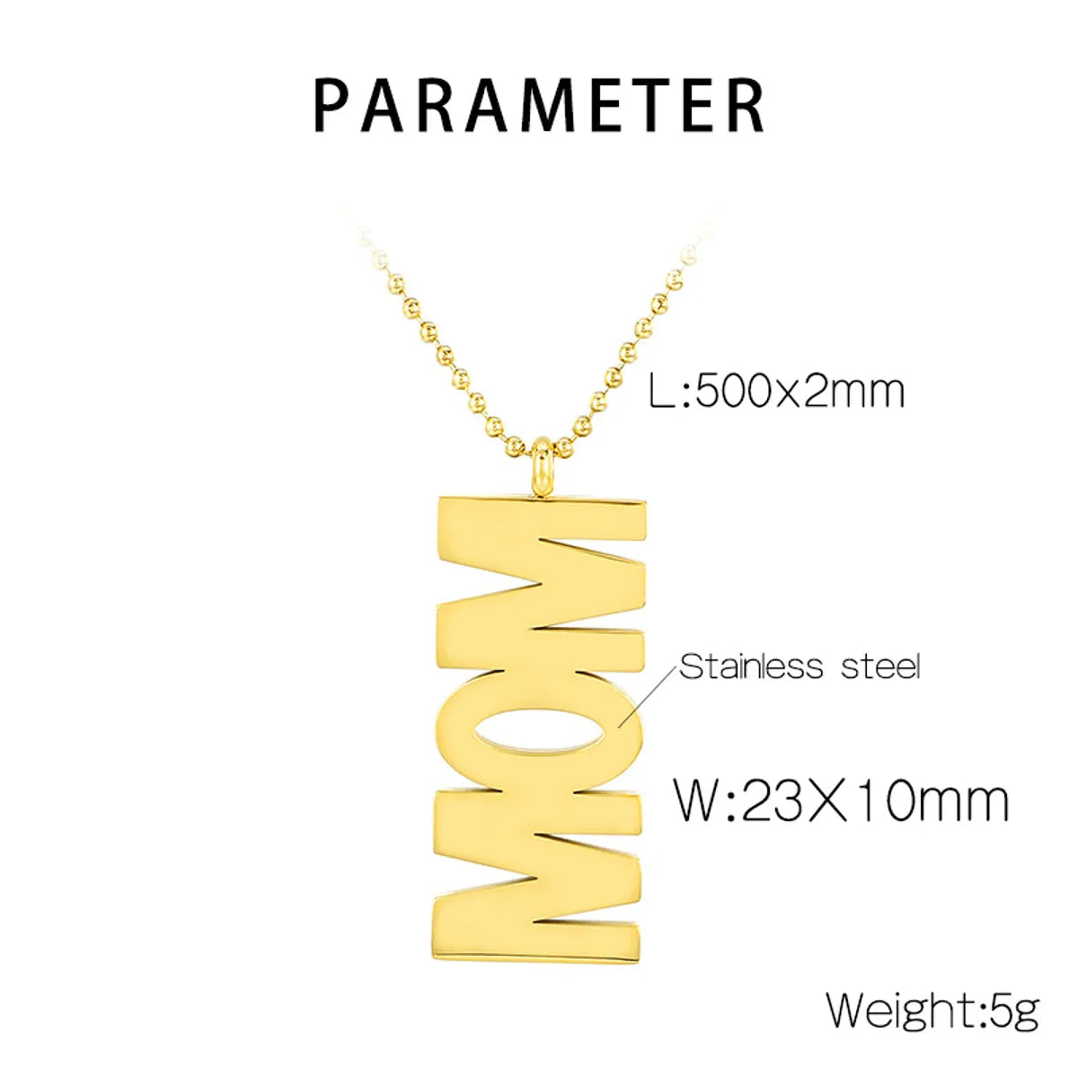 Stainless Steel Simple Style Letter Pendant Necklace