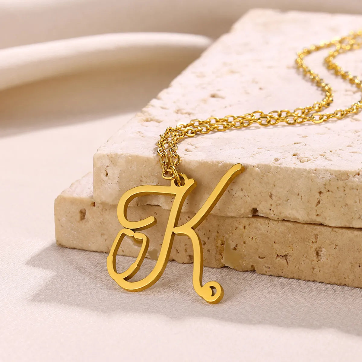 Stainless Steel Simple Style Letter Plating Pendant Necklace