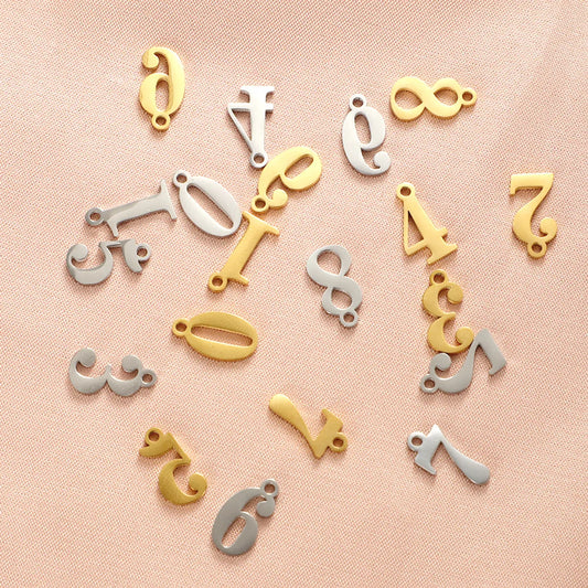 Stainless Steel Simple Style Number Plating Charms