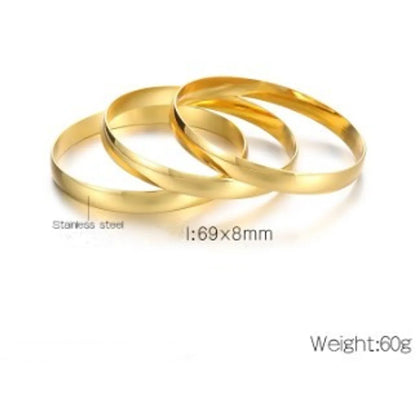 Simple Style Round Stainless Steel 18K Gold Plated Bangle In Bulk