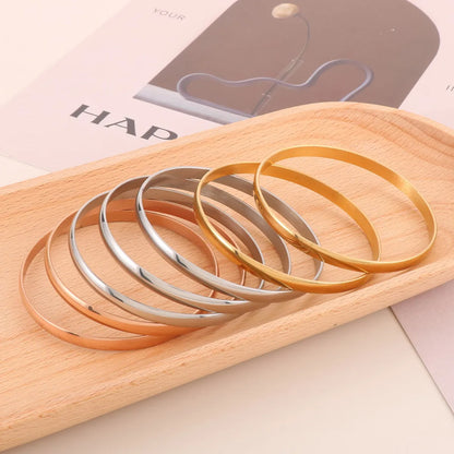 Simple Style Round Stainless Steel 18K Gold Plated Bangle In Bulk