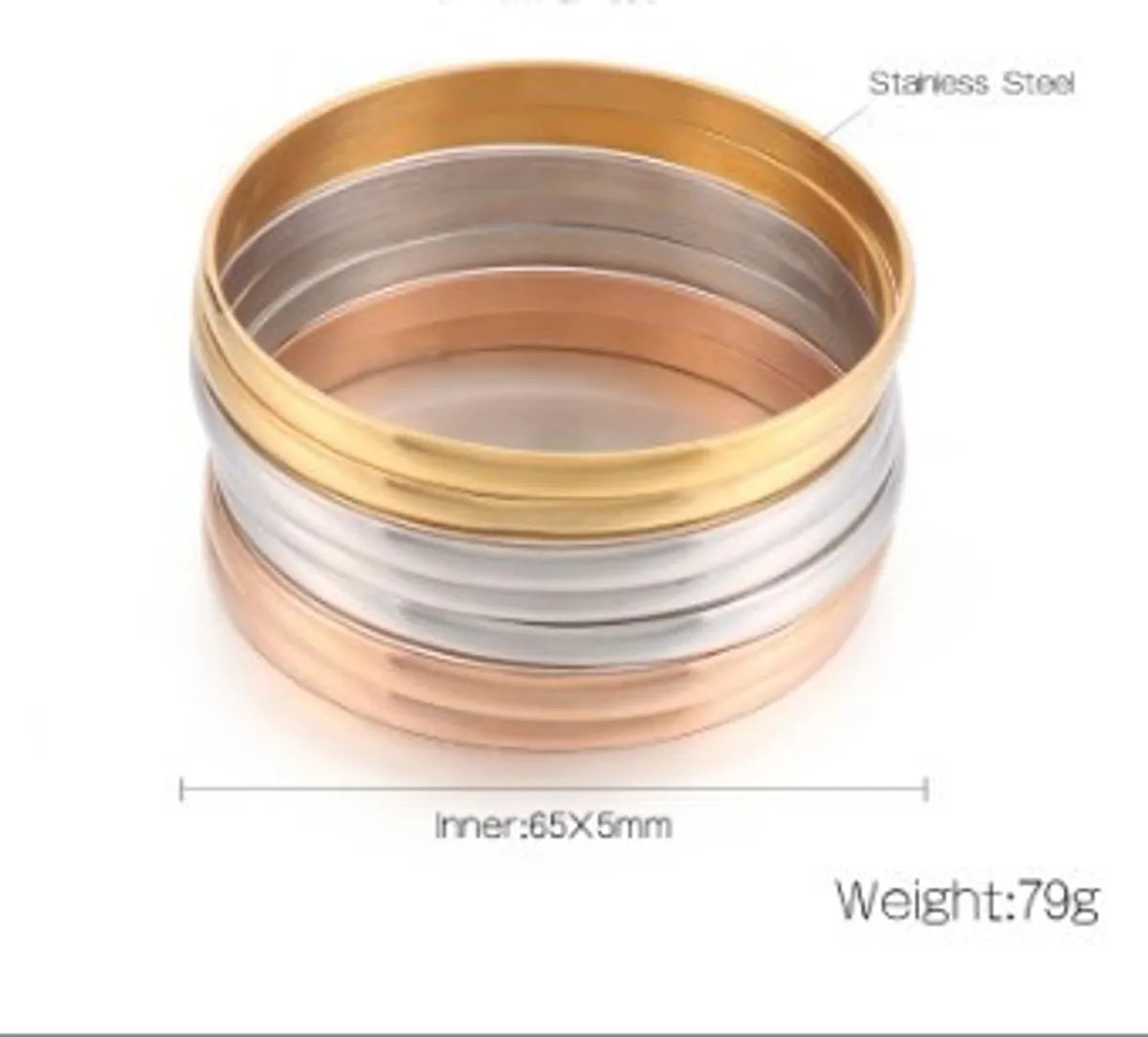 Simple Style Round Stainless Steel 18K Gold Plated Bangle In Bulk