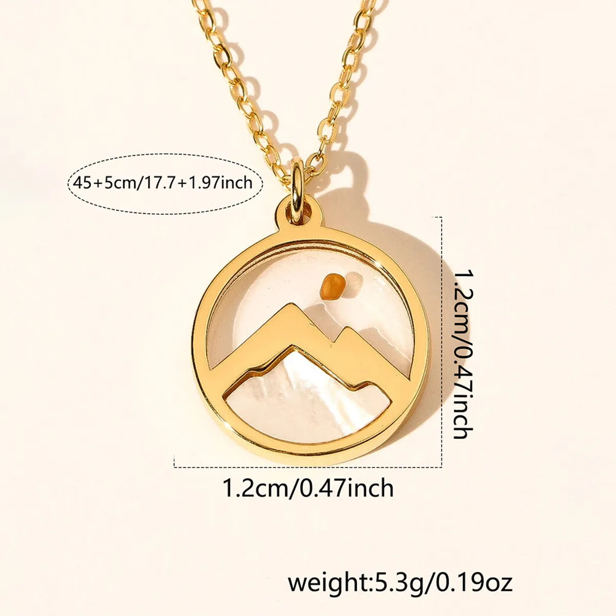 Stainless Steel Simple Style Round Mountain Asymmetrical Hollow Out Inlay Shell Pendant Necklace