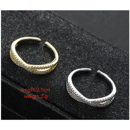 Stainless Steel Simple Style Shiny Solid Color Inlay Zircon Open Rings