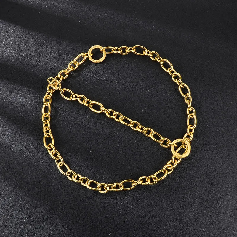 Stainless Steel 18K Gold Plated Simple Style Solid Color Bracelets Necklace