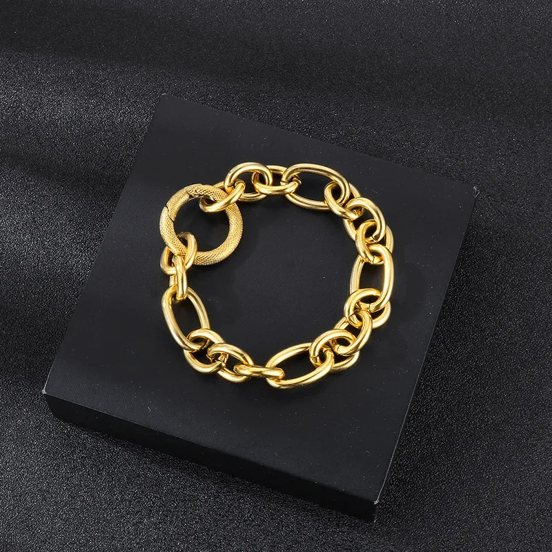 Stainless Steel 18K Gold Plated Simple Style Solid Color Bracelets Necklace