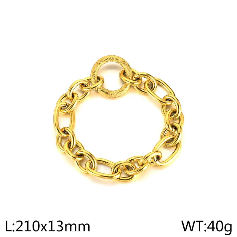 Stainless Steel 18K Gold Plated Simple Style Solid Color Bracelets Necklace