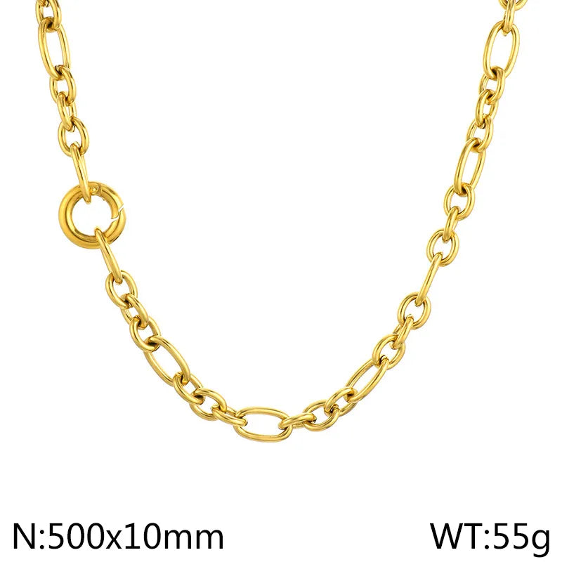 Stainless Steel 18K Gold Plated Simple Style Solid Color Bracelets Necklace