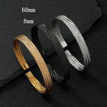 Stainless Steel Simple Style Solid Color Braid Bangle