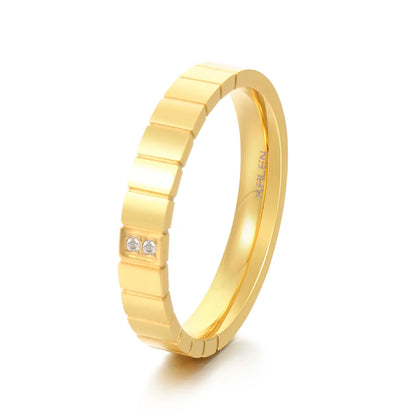 Stainless Steel Simple Style Solid Color Inlay Zircon Rings