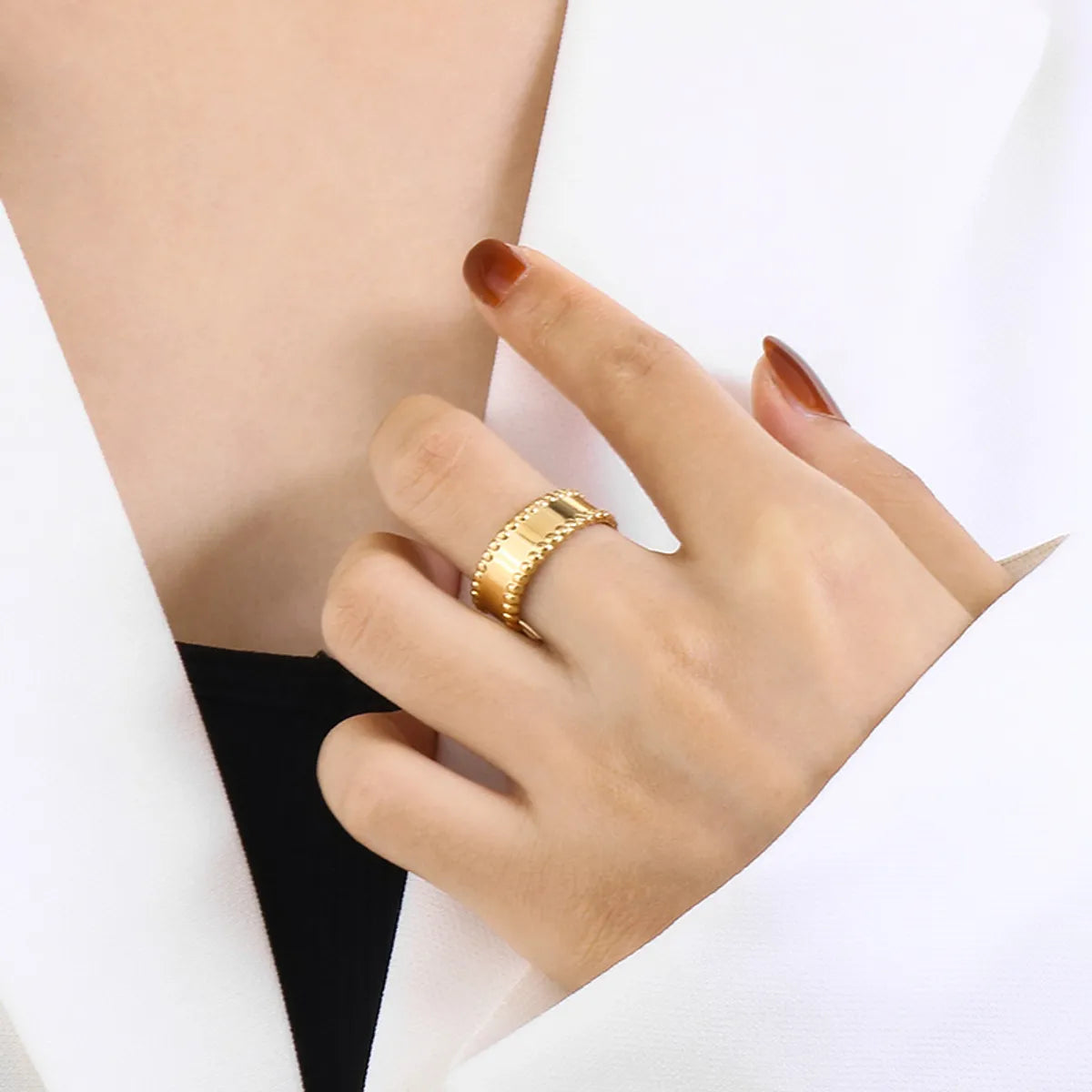 Stainless Steel Simple Style Solid Color Open Rings