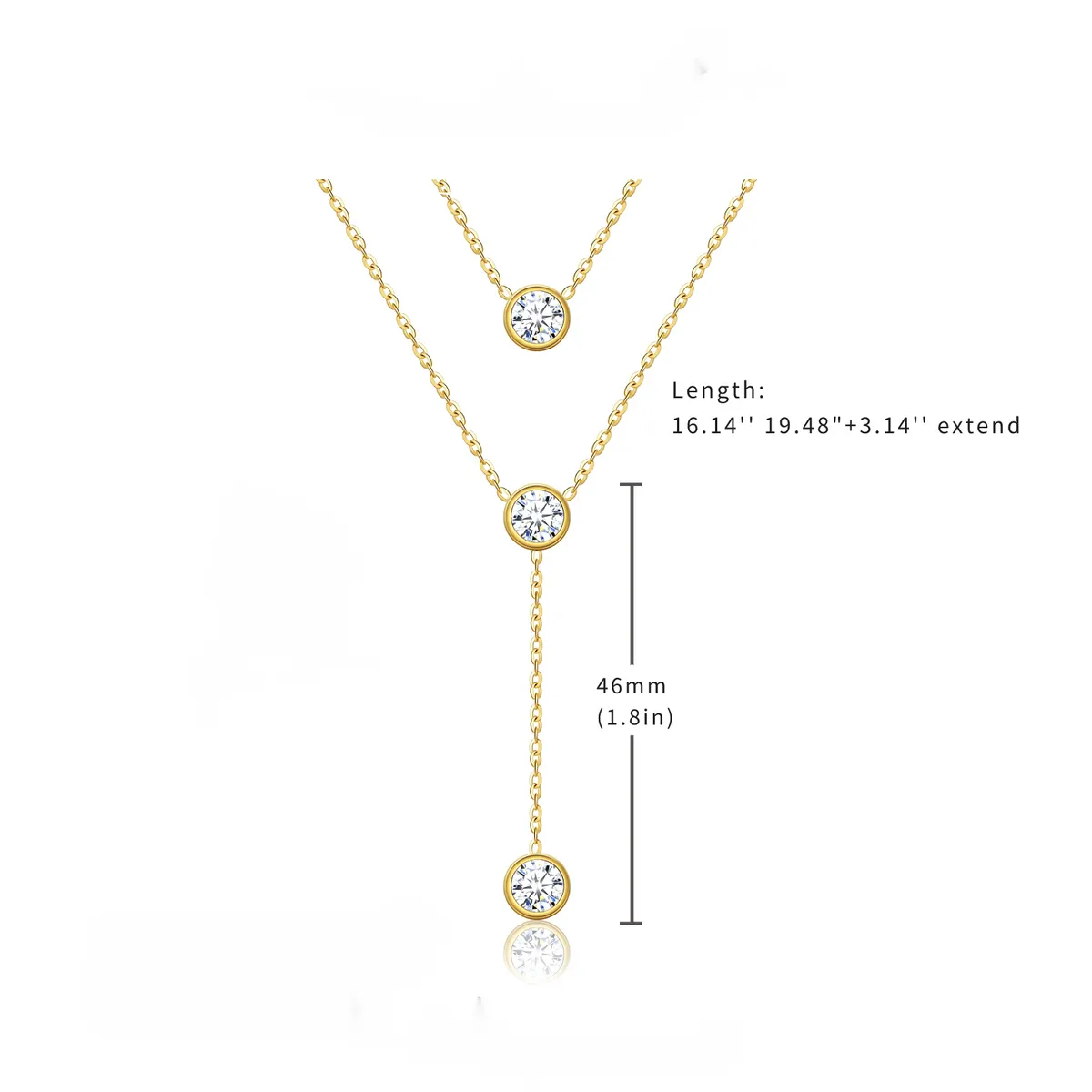 Stainless Steel Simple Style Solid Color Plating Inlay Zircon Double Layer Necklaces