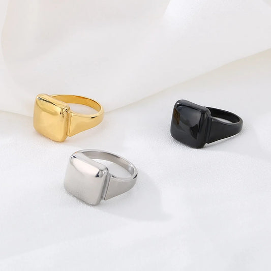 Stainless Steel Simple Style Square Rings