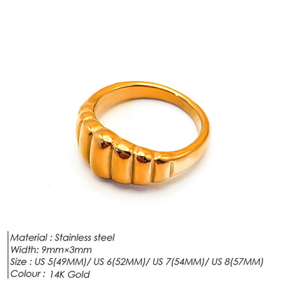 Stainless Steel Simple Style Stripe Plating Rings