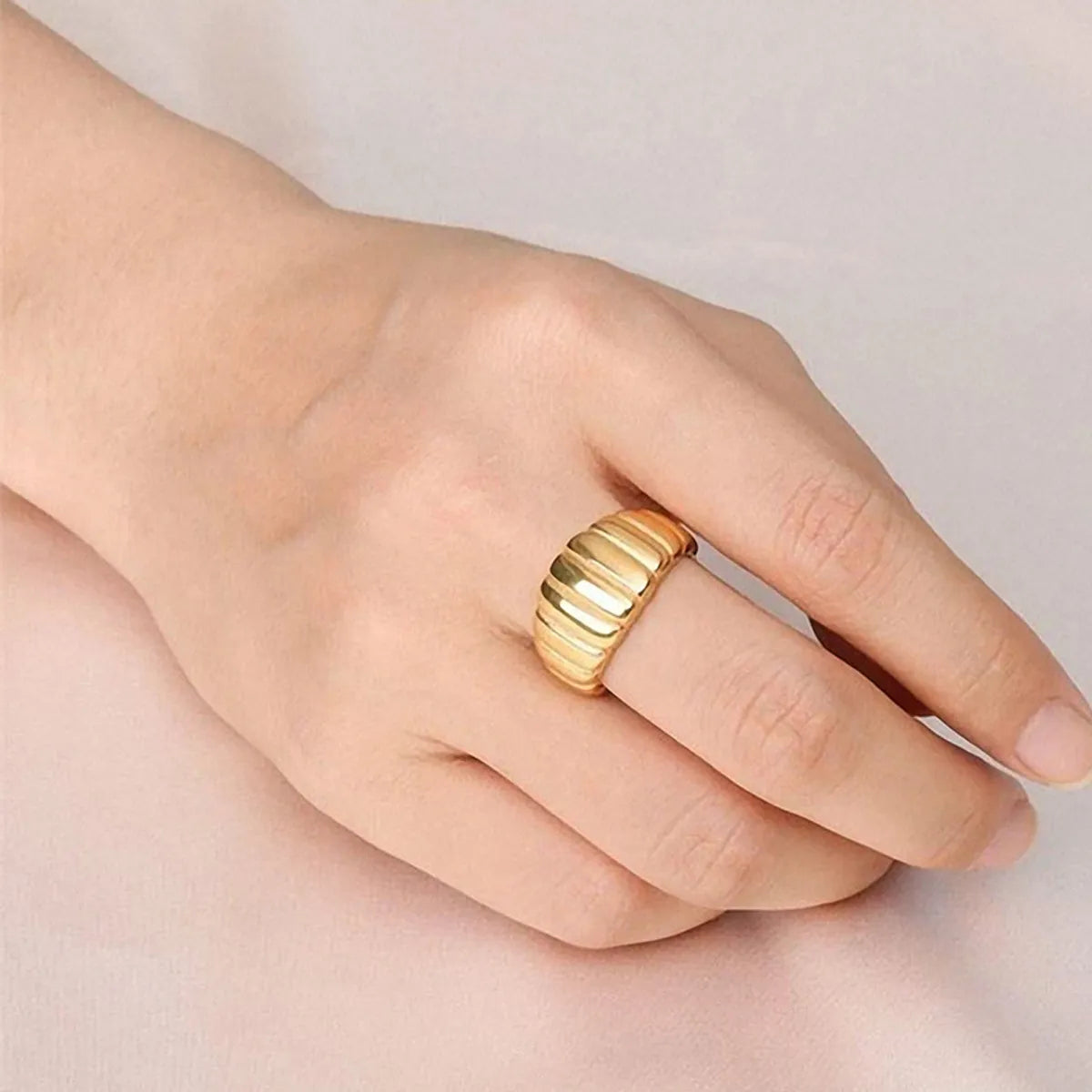 Stainless Steel Simple Style Stripe Plating Rings