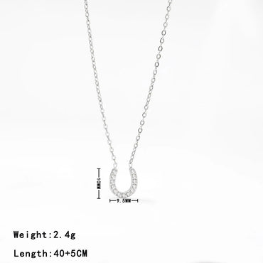 Stainless Steel Simple Style U Shape Plating Inlay Zircon Necklace