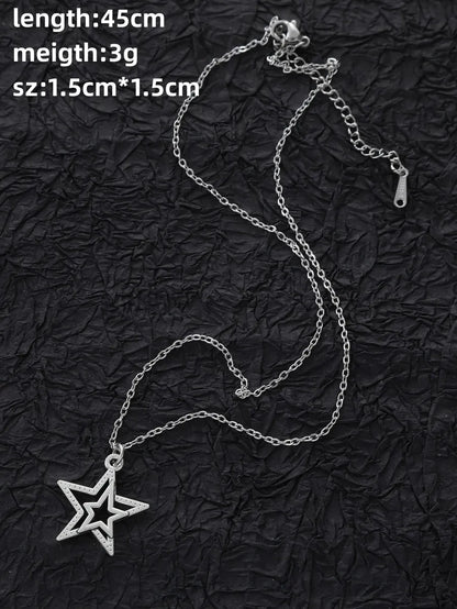 Stainless Steel Steel Simple Style Star Stamping Layered Pendant Necklace