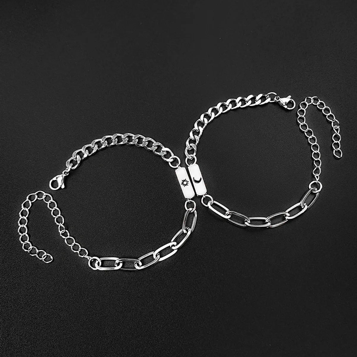 Stainless Steel Sun Moon Letter Simple Couple Bracelet A Pair Jewelry Wholesale Gooddiy