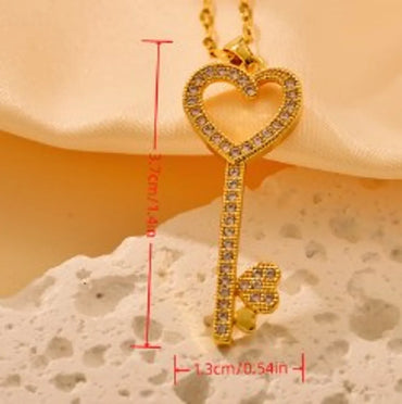 Stainless Steel Sweet Key Pendant Necklace