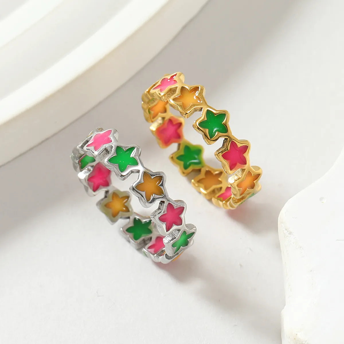 Stainless Steel Sweet Star Enamel Plating Rings