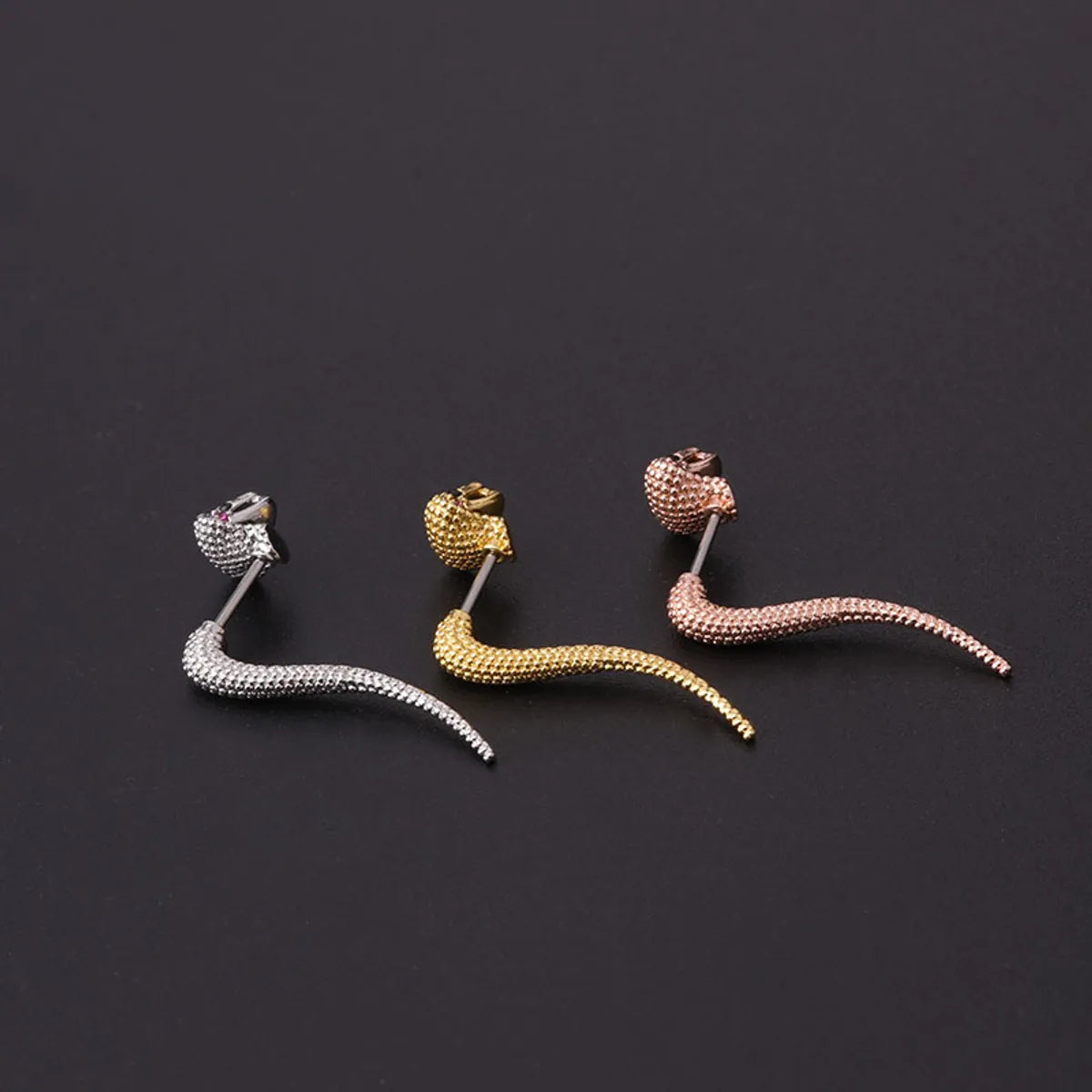 Stainless Steel Thin Rod Personality Creative Snake-shaped Screw Ear Bone Nails