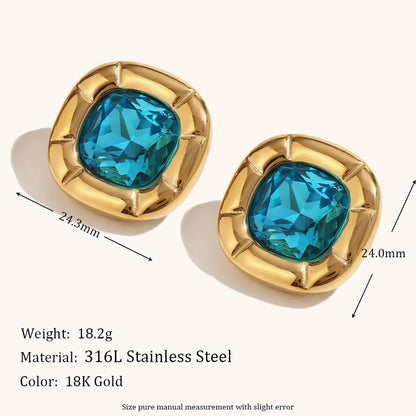 Stainless Steel Titanium Steel 18K Gold Plated Casual Simple Style Geometric Zircon Rings Earrings Necklace