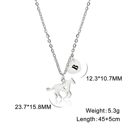 Stainless Steel Titanium Steel Casual Heart Shape Horse Plating Pendant Necklace