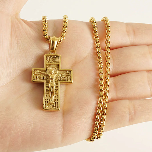 Stainless Steel Titanium Steel Gold Plated Simple Style Classic Style Cross Plating Pendant Necklace