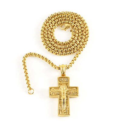 Stainless Steel Titanium Steel Gold Plated Simple Style Classic Style Cross Plating Pendant Necklace