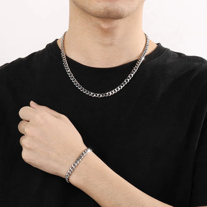 Stainless Steel Titanium Steel Hip-Hop Solid Color Bracelets Necklace