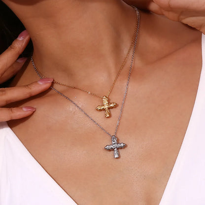 Stainless Steel Titanium Steel Simple Style Cross Plating Pendant Necklace